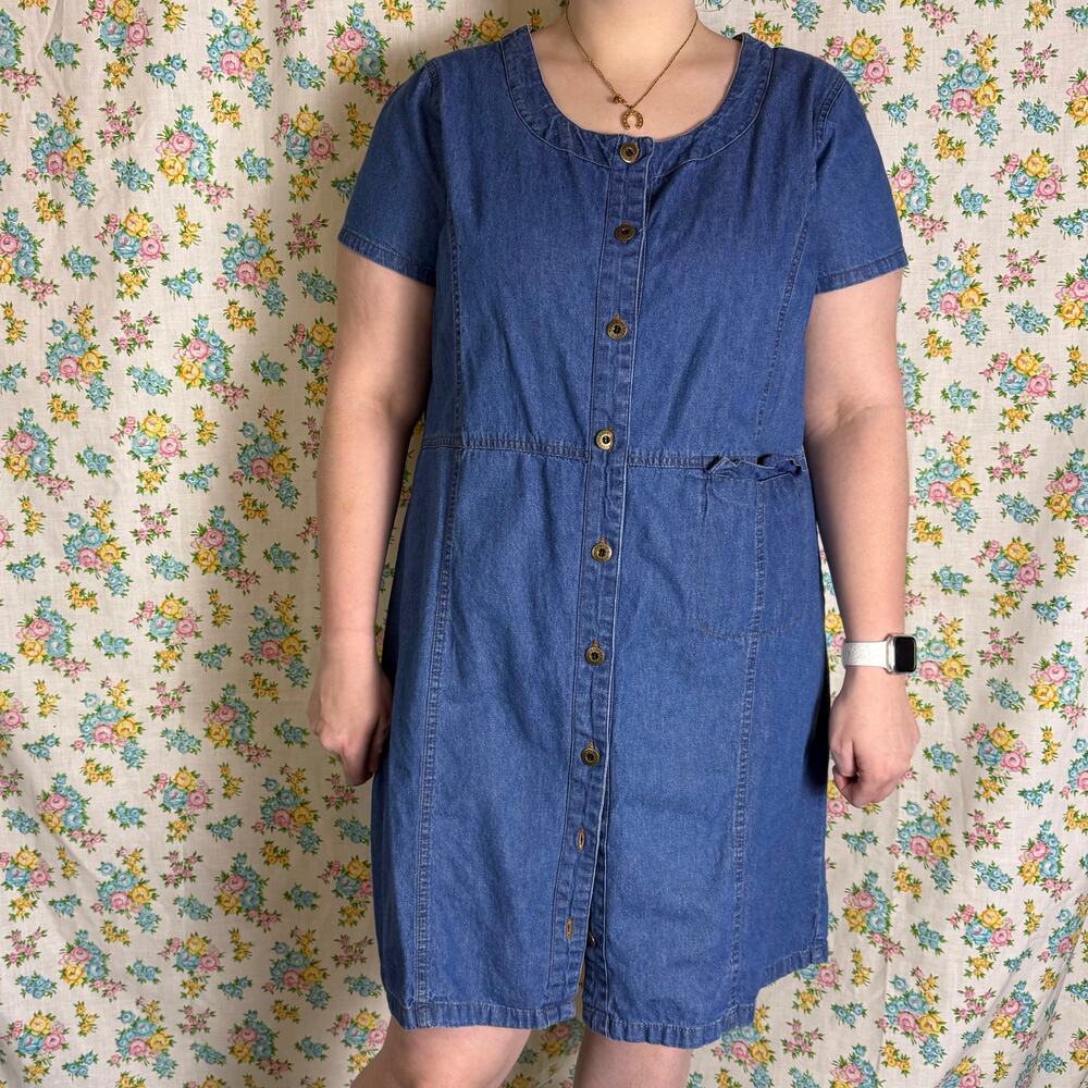 Vintage Plus denim button up shirt dress size 2x